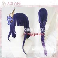 ราคา AOI Genshin Impact Raiden Shogun Cosplay Wig Baal 100cm Long Purple Gradient Wigs Heat Resistant Synthetic Hair (20635970652)