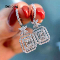 ราคา Kuhong ต่างหูเพชรสังเคราะห์หรูหราดีไซน์ดอกไม้สีต่างหูเงินแบบห้อยตุ้งติ้งสำหรับเจ้าสาวเครื่องประดับแฟชั่นแฟนซี (19843374440)