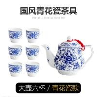 ราคา กาน้ำชาเซรามิกสีฟ้าและสีครามสไตล์จีนแบบพกพากาน้ำชาแบบเซรามิกความจุขนาดใหญ่สำหรับใช้ในบ้านชุดถ้วยชงชาไซส์ใหญ่ชุดกาน้ำชาแบบเดี่ยวชุดอุปกรณ์ชงชา (10564941528)