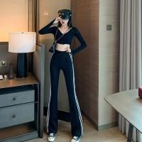 ราคา กางเกงขายาวผู้หญิง กางเกงขาม้า ดีเทลแถบข้างสีขาว กางเกงขาบานสไตล์เรียบๆ กางเกงขาม้า กางเกงขาม้าผู้หญิง (21300989682)