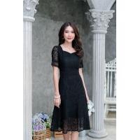 ราคา เดรสออกงาน เดรสทำงาน เดรสลูกไม้เกาหลี เกรดนุ่ม สวมสบายมากค่ะ S 3XL สวยหวานน่ารัก สีชมพู ม่วง ขาว ดำ แดง (19686435722)