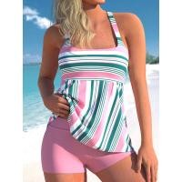 ราคา 2023 Stripe Printed Tankini Two Piece Swimsuit Women Strape Swimwear Female Sports Bathing Suit Beachwear Swimming Summer Shorts (20330461895)