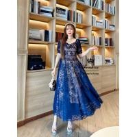 ราคา เดรสงานผ้าลูกไม้เสื้อทรงเข้ารูปกระโปรงพลิ้วสวยมีซับใน (18705922982)