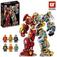 ราคา กล่องของขวัญ LY 76078 ไอรอนแมน หุ่นยนต์ ตัวต่อของเล่น 6 12 ปี เด็ก Mavel Avenger Iron man hulkbuster toys for boys ชุดตัวต่อ (21366985953)