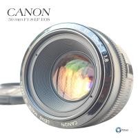 ราคา เลนส์ออโต้ ยี่ห้อ Canon EF 50mm f 1 8 Standard Portrait EF Mount EF EOS canon พร้อมฝาหน้า ท้ายขนาด 52 มม Excellent 1111155 (21403453308)