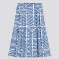 ราคา UNIQLO กระโปรงผ้าคอตตอน ขา4ส่วน มีลาย MARIMEKKO DENIM LONG SKIRT (19160495254)