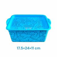 ราคา ตะกร้าเหลี่ยมมีฝา ตะกร้ามีฝาปิด ตะกร้าใส่ของ มีฝาปิด ลายฉลุ กล่องใส่ของอเนกประสงค์ (21328282464)