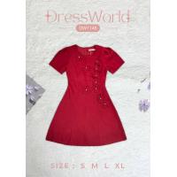 ราคา S 2XL 1146 งานป้าย Dress World เดรสสั้นสีพื้น ทรงบาน แต่งดอก 3D เรียบหรูสุดๆ ไม่มีไม่ได้แล้วน๊า (21095638413)