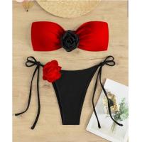 ราคา Flower Bikini Bowy Bikini บิกินี่โบว์กุหลาบ เกาะอก กางเกงผูก (21046855119)