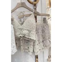 ราคา ชุดเซตสุดคุ้ม เสื้อถักผูกคอ กางเกงถักลูกไม้ บราถักโครเชต์ สายเดี่ยวถัก สายเดี่ยวแฟชั่น ซื้อแยกชิ้นได้ (15235003268)