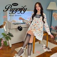 ราคา FLAT2112 FF0571 PUPPIFY MINI DRESS มินิเดรสลายหมาแมว เดรสแขนยาว (20845760945)