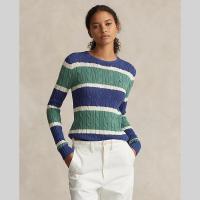 ราคา Polo Ralph Lauren เสื้อสเวตเตอร์ผู้หญิง Striped Cable Cotton Crewneck Sweater รุ่น WMPOSWENC020884 สีฟ้า (21398063957)