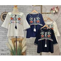 ราคา เสื้อผ้าปักลายสวย ผ้าสปันจ์ อก44 ยาว24 ผ้าสปันจ์ปักลายสวยปลีกและส่ง (20939824268)