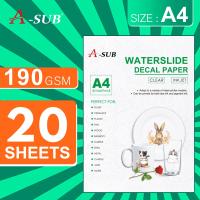 ราคา A SUB Clear Water Slide Decal Paper A4 Water Transfer Inkjet Printing 20pcs for DIY Tumbler Mug Glass Decals (21274890701)