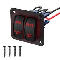 ราคา Daiertek แผงสวิตช์ไฟ12V แผง20A LED สีแดงกันน้ำ12V 2แก๊งค์แผงสวิตช์โยกสำหรับ saklar TOGGLE ทางทะเลมีสายล่วงหน้า (21357585055)
