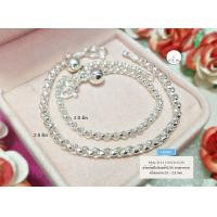 ราคา สร้อยข้อมือเงินแท้92 5 ลายผ่าหวาย ร้อยกระดิ่ง 1 เม็ด มีขนาด 2 2 5 mm งานไทย (10261944063)