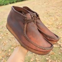 ราคา ส่งฟรี 10US 28cm 44eu รองเท้า Clarks WALLABEE BOOT Mahogany Leather Pre owned Authentic Pre owned Authentic (21356750239)