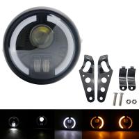 ราคา ไฟหน้า LED รถจักรยานยนต์ขนาด6 5นิ้วอเนกประสงค์สำหรับ Harley Cafe RACER bobber Honda Yamaha Suzuki 5 75 DRL มีสัญญาณไฟเลี้ยว H4 (21341832940)