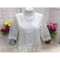 ราคา เสื้อลูกไม้แฟชั่นเอวจั๊มแขนสามส่วน (16861636599)