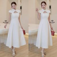 ราคา ป้าย Pachara เดรสยาวแต่งคอจีน งานทรงสวยใส่สบายบุซับอย่างดี (21400256288)