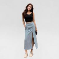 ราคา Closet Crush Maxi skirt with front slit detail Blue กระโปรงยาวดีเทลผ่าหน้า (21381942906)