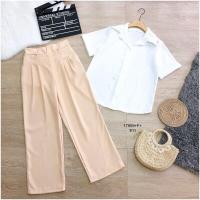 ราคา Set 2 ชิ้น เสื้อเชิ้ตแขนเบิ้ล ผ้าไหมอิตาลี่สีพื้นสวย กางเกงขายาวเอวสูง ตีเกล็ดหน้า สม็อคหลัง กระเป็าข้าง ผ้าซาร่าสีพื้นสวย AP17959 (16399452807)