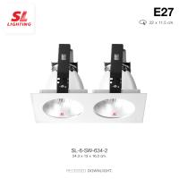 ราคา SL LIGHTING โคมไฟดาวน์ไลท์ แบบฝังฝ้า 2 ช่อง SL 6 634 2 ทรงสี่เหลี่ยม ขั้ว E27 (1375480668)