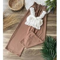 ราคา กางเกงขายาวผ้าวอมมากับสายเดี่ยวสุดสวยแต่งผูกโบว์มีฟองน้ำ (19408888571)