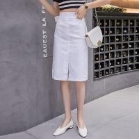 ราคา กระโปรงทรงเอแบบใหม่กระโปรงยาวคลุมเข่าเอวสูงสำหรับผู้หญิงกระโปรงทรงดินสอกระดุมแถวเดียวฤดูร้อนสำหรับผู้หญิงกระโปรงรัดสะโพกเอวยางยืดแหวกข้าง (14156136959)