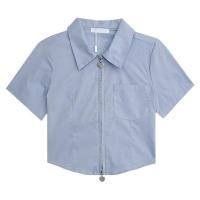 ราคา เสื้อครอปแขนสั้น คอปกโปโล มีซิป สไตล์เกาหลี สําหรับผู้หญิง A10 (20813018582)