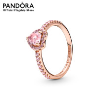 ราคา Pandora Heart 14k rose gold plated ring with orchid pink crystal and fancy fairy tale pink cubic zirconia (10782941144)