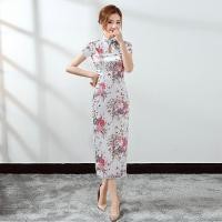 ราคา กี่เพ้าลายดอกเชอร์รี่ ชุดกี่เพ้าผู้หญิงเซ็กซี่ ชุดตรุษจีน ชุดสีแดง มี 4 สีให้เลือก (13735439637)