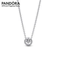 ราคา Pandora Silver Sparkling Round Halo Pendant Collier Necklace (21405777532)