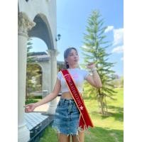 ราคา สายสะพาย ผ้ากำมะหยี่ รุ่น ขอบทอง ริบบิ้นแก้ว เข็มกลัด (19527777762)