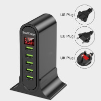 ราคา ที่ชาร์จเดสก์ท็อป ที่ชาร์จเร็ว หัวชาร์จเร็ว หัวชาร์จ 120W GaN3 Pro USB C Charger 6 Ports Desktop Fast Charger for MacBook Pro Air iPhone 13 12 iPad Pro Samsung Galaxy (20962136703)