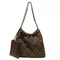ราคา Topshome กระเป๋าผ้าใบใหญ่ กระเป๋าสะพายข้างแถมใบเล็ก ใส่ของเยอะ ผ้านุ่ม สายโซ่พันหนัง B 040 (18926170817)