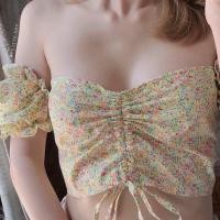 ราคา Petite Bonnie top เสื้อครอปปาดไหล่รูดหน้า ลายดอกแฟชั่น เชือกรูดอก (16958293213)