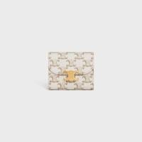 ราคา Celine wallet กระเป๋าสตางค์ TRIOMPHE ขนาดเล็ก ผ้าแคนวาสลายทรียงฟ์สีแทน (21437786997)
