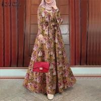 ราคา Esolo ZANZEA ชุดเดรสชุดกระโปรงยาว Abaya ค็อกเทลสำหรับผู้หญิงมุสลิมอิสลามมุสลิมเข็มขัดสะโพกแขนยาว (21377941320)