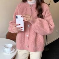 ราคา เสื้อคาร์ดิแกนถักแขนยาวสีชมพูลายลูกพีชทรงหลวมสไตล์ชิวๆเสื้อตัวนอกผู้หญิงเสื้อไหมพรมสีฟ้าอ่อนใส่ด้านนอกสำหรับฤดูใบไม้ร่วงเสื้อคลุม (10405270611)