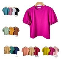 ราคา ป้ายแท้ CHOM เสื้อยืดแขนตุ๊กตาเย็บจับจีบ น่ารักคะ เนื้อผ้า cotton เกร็ดปลา T SHIRTNISTA A5B (12503726425)