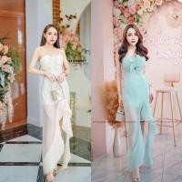 ราคา ชุดเดรสออกงานมี2สีเขียวมิ้นและสีครีม (21421368038)