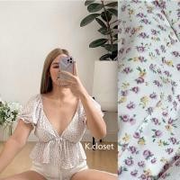 ราคา เสื้อคอวีแขนตุ๊กตา ผ้าย่นเกาหลี งานน่ารักผ้าสวยมาก (18480675530)