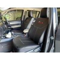 ราคา หุ้มเบาะสวมทับตรงรุ่น toyota revo 4 ประตู ลาย เรียบ ดำด้ายขาว หุ้มเบาะพีพีออโต้ (21347541428)