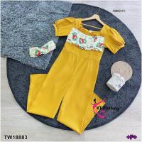 ราคา B18883 Jumpsuit จั้มสูทขายาวแขนพอง อกแต่งลายดอกไม้ ที่คาดผม Jumpsuit จั้มสูทขายาวแขนพอง อกแต่งโทรศัพท์ ที่คาดผม (20304120171)