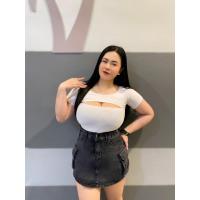 ราคา เสื้อสาวอวบ ผ้าเรย่อน รุ่น เว้าอก แขนสั้น (20528893183)