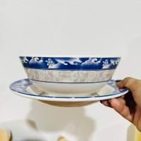 ราคา 12ใบ จานชามเมลามีน รุ่นหนา 89นิ้ว จาน ถ้วย ชาม ชามพลาสติก จานพลาสติก จานข้าว ชามใส่แกง เมลามีน ลายคราม (16940788252)