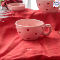 ราคา Violet Flamingo ชุดจานชามเซรามิครุ่น Melody จานชามสีชมพูลายหัวใจสีแดงสุดคิ้วท์ ของขวัญวันวาเลนไทน์ แก้วกาแฟเข้าชุด (21390115115)