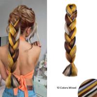 ราคา ผมเปียสังเคราะห์สี่สีผสมใยผมถักเปียขนาดใหญ่สีรุ้งหลากสีผมเปียที่ยืดผมหลากสี (21358722290)