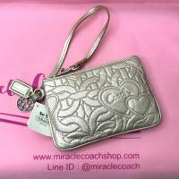 ราคา กระเป๋าคล้องมือ COACH แท้ หนังแท้ หนังนิ่ม ขนาดเล็ก ลดราคาล้าง stock Coach 43770 Small Leather Wristlet Clearance (21304563442)